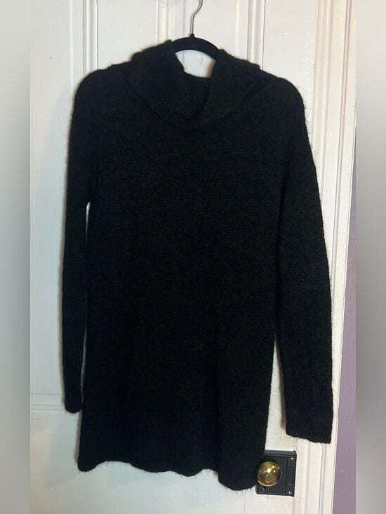 Anthropologie Black Alpaca Cowl Neck Sweater Tunic Size S 2