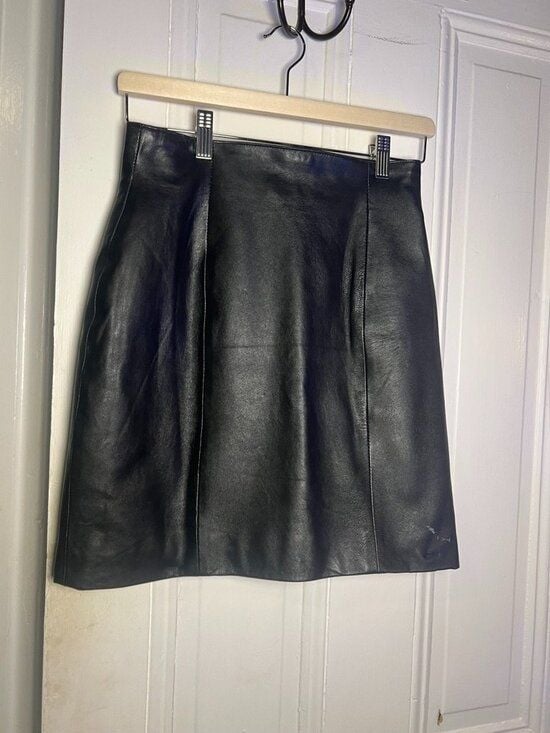Wilsons Leather Black A-Line Mini Skirt Genuine Leather Size 4 3