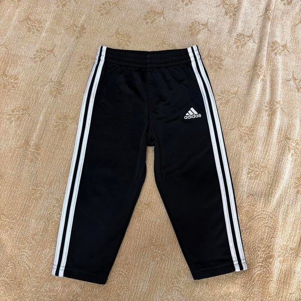Adidas Kids Black Three Stripe Track Pants Size 18M