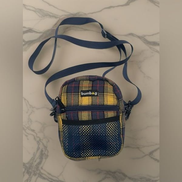 Yellow and Blue Plaid Crossbody BumBag