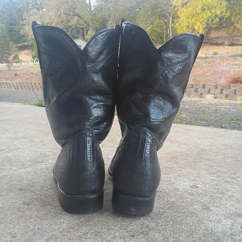 vintage La Nacional black Teju lizard roper boots 4