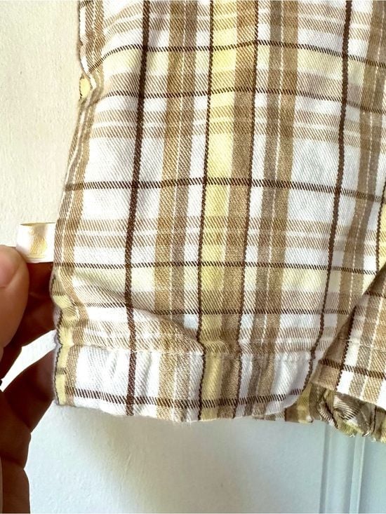 Savannah Baby Plaid Cotton Kids Overalls - Tan & White 6