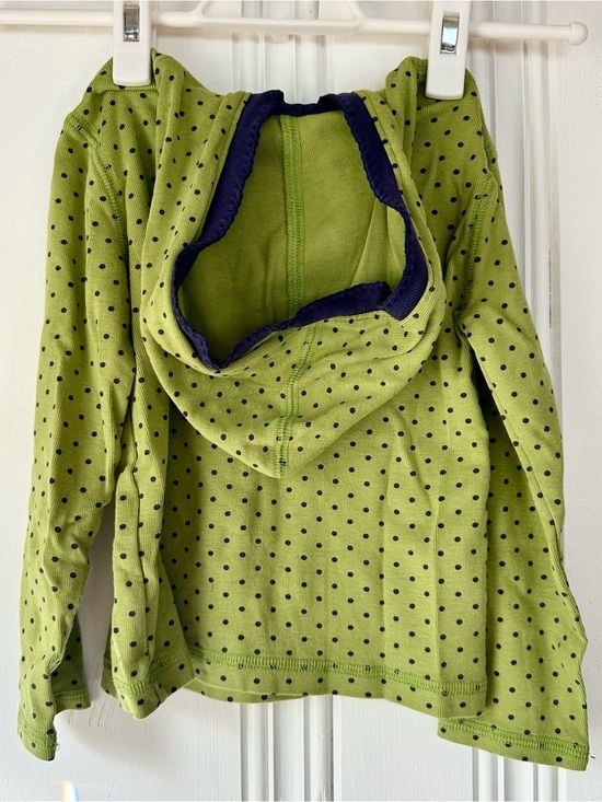 L.L.Bean Kid’s Lime Green & Navy Polka Dot Henley - 3T 3