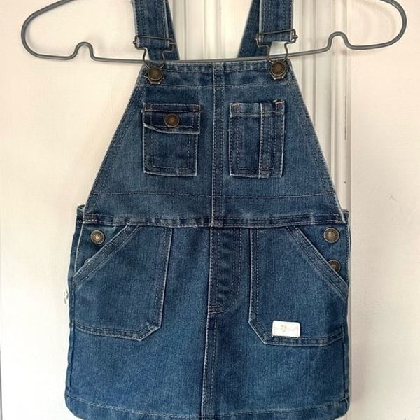 7 For All Mankind Blue Denim Overall Baby Dress 18M, Adjustable w/ Pockets