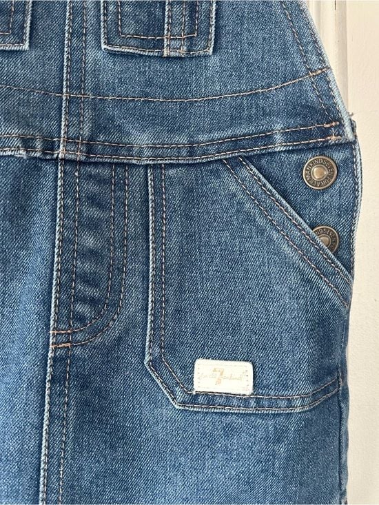 7 For All Mankind Blue Denim Overall Baby Dress 18M, Adjustable w/ Pockets 8