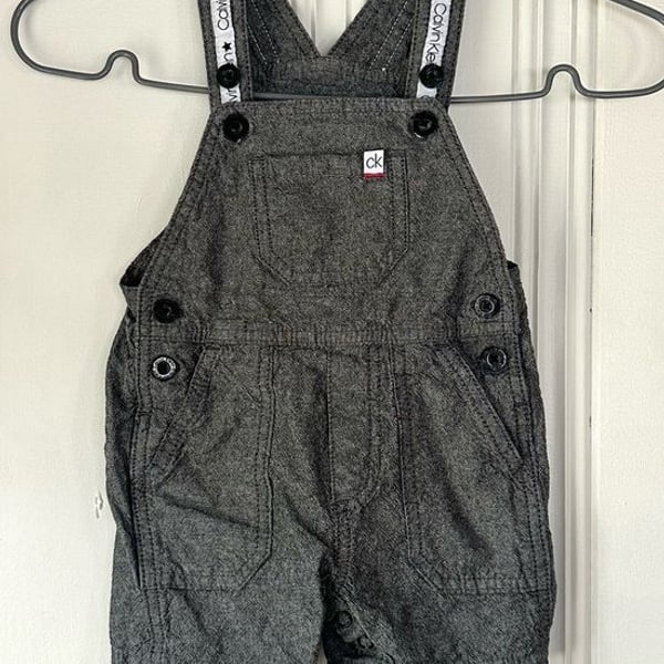 Calvin Klein 12M Toddler Overalls Shorts in Charcoal Gray
