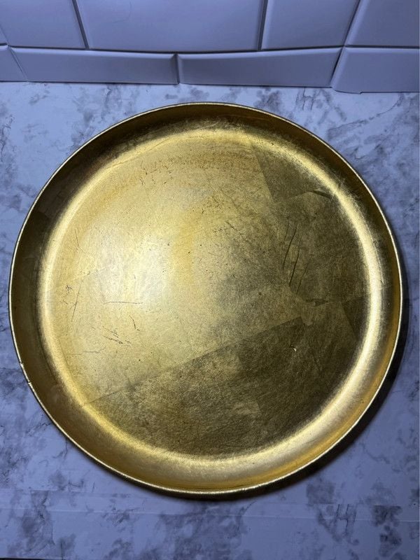 Vintage ISCO Hand Painted Gold Alcohol Proof Tray 14” Japan 1