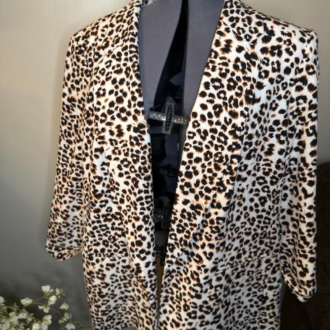 Bar III Leopard Print Blazer Size 3X Pearl Tobacco Multi 2