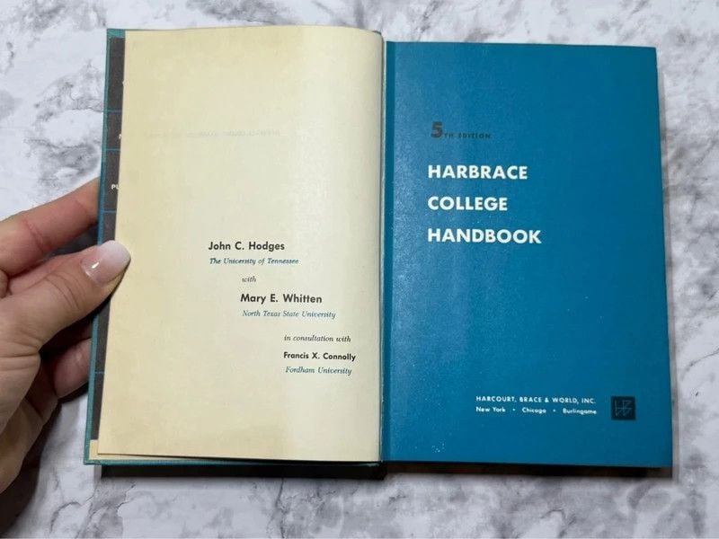 Vintage 1962 Harbrace College Handbook 5th Edition John C. Hodges 3