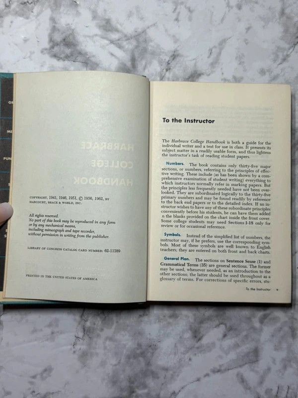 Vintage 1962 Harbrace College Handbook 5th Edition John C. Hodges 4