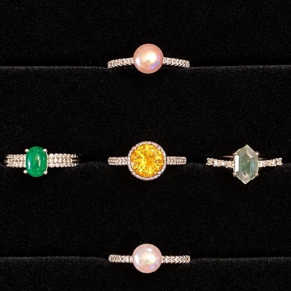 Pick 1 Gemstone Ring with Pavé Band - Women's Classic Fashion Jewelry