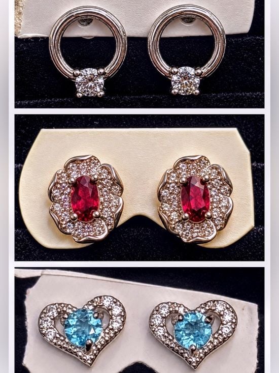 PICK 1 • Dainty Gemstone Earrings • Heart, Floral or Hoop Styles • Silver Plated 1