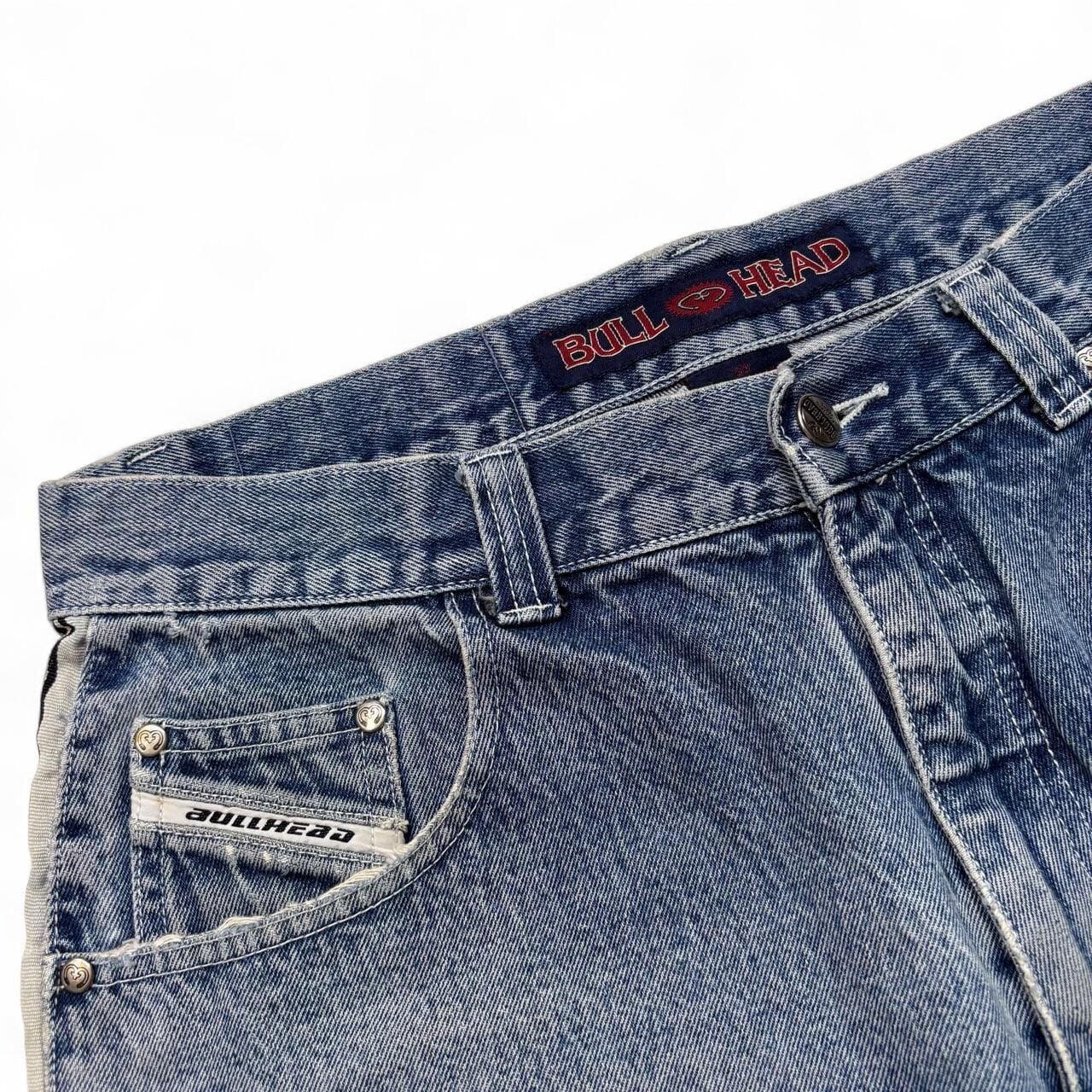 Vintage Bull Head Jnco Style Jorts Size 33 Blue Denim Skater Shorts 3