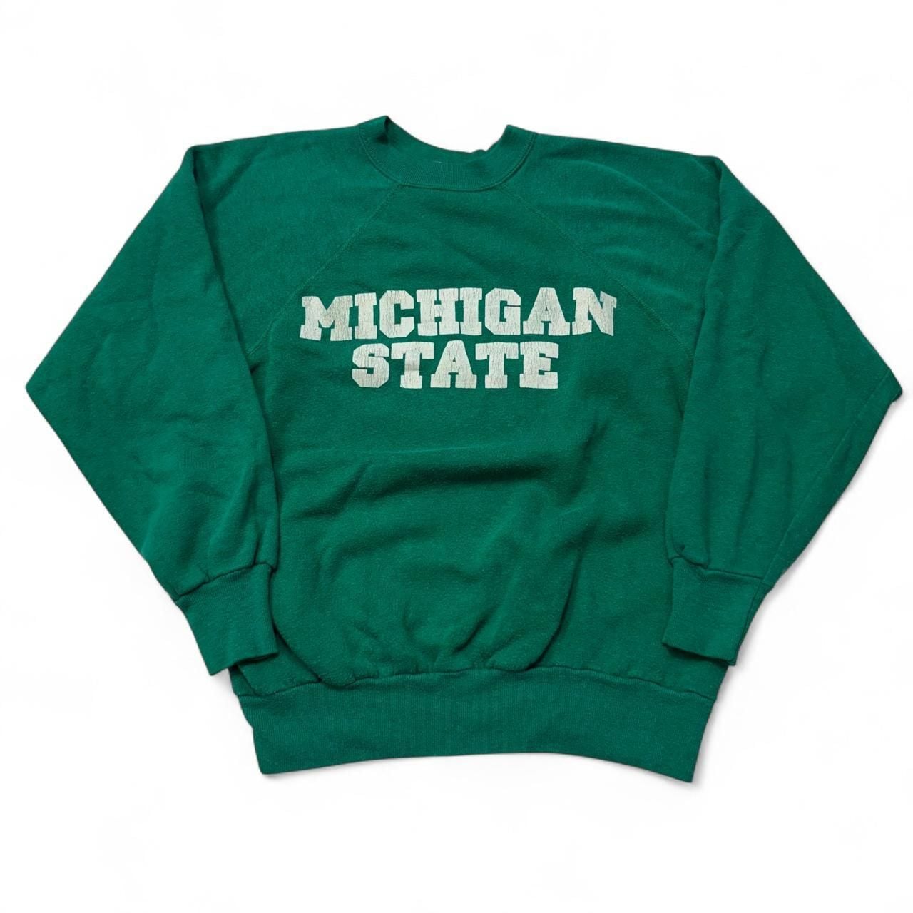 Jean Top Michigan State Sweatshirt Size MEDIUM Vintage 70s Green 2