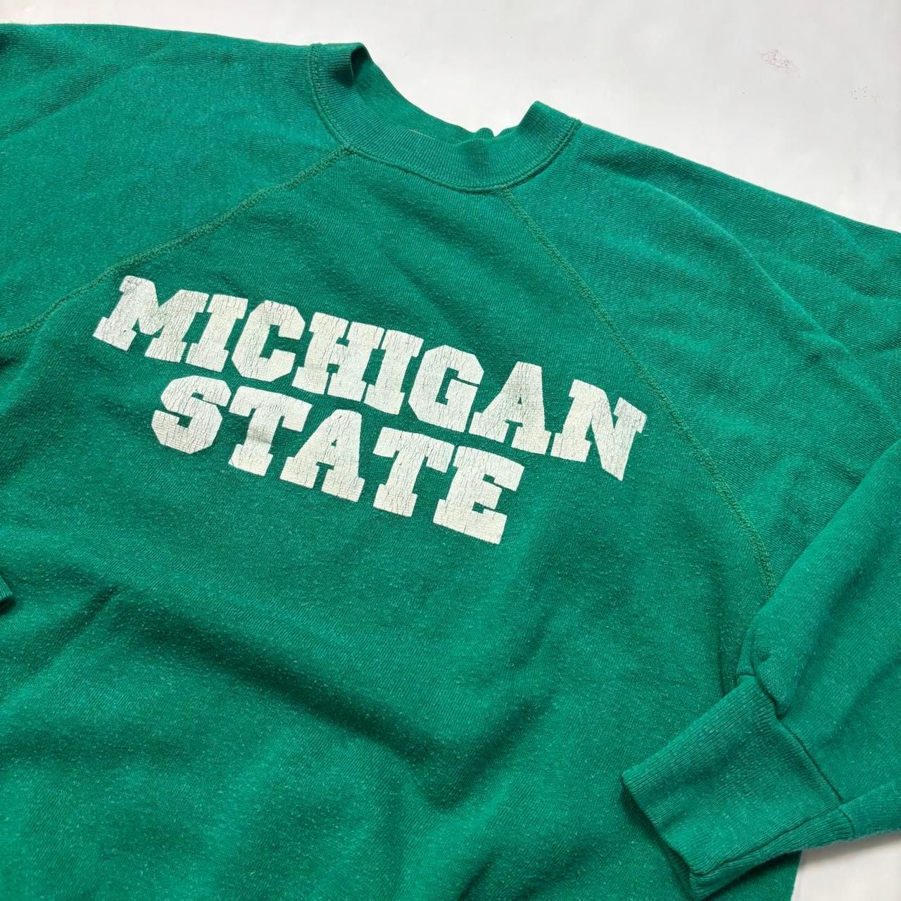 Jean Top Michigan State Sweatshirt Size MEDIUM Vintage 70s Green 3