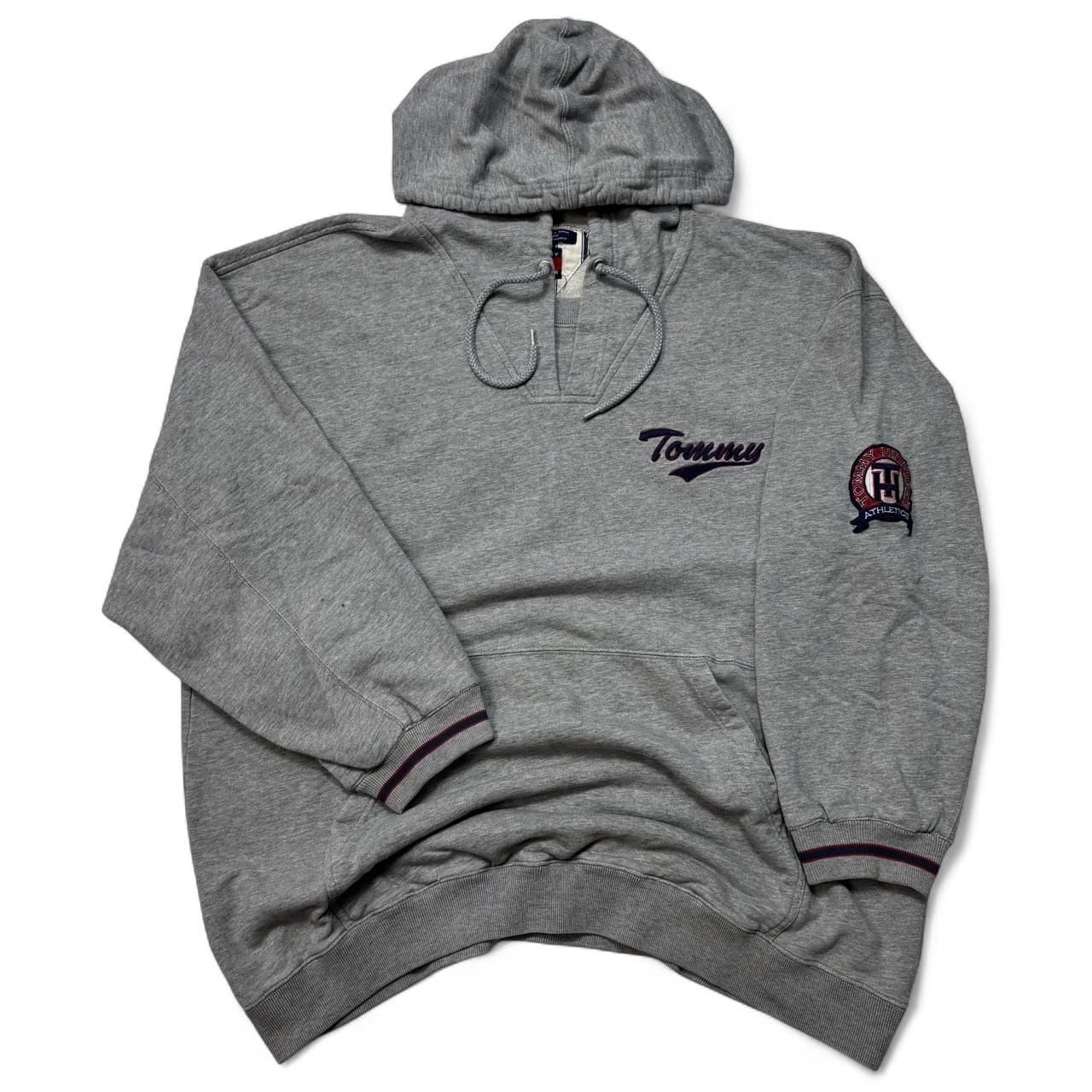 Tommy Hilfiger 90s Embroidered Hoodie Size XL Grey Pullover 2