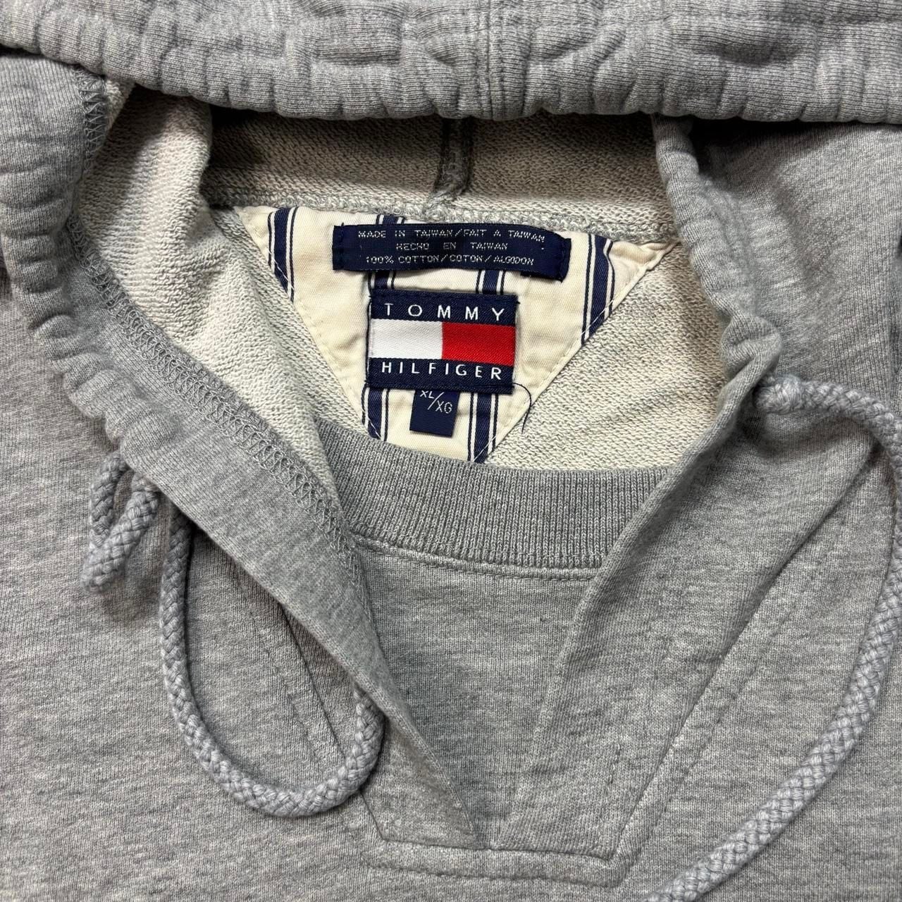 Tommy Hilfiger 90s Embroidered Hoodie Size XL Grey Pullover 4