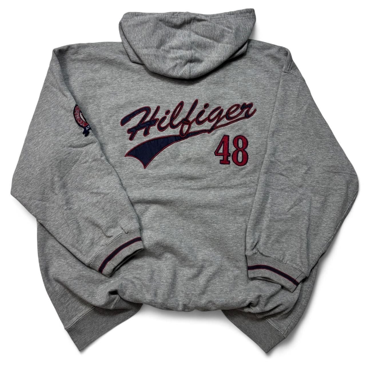 Tommy Hilfiger 90s Embroidered Hoodie Size XL Grey Pullover 5
