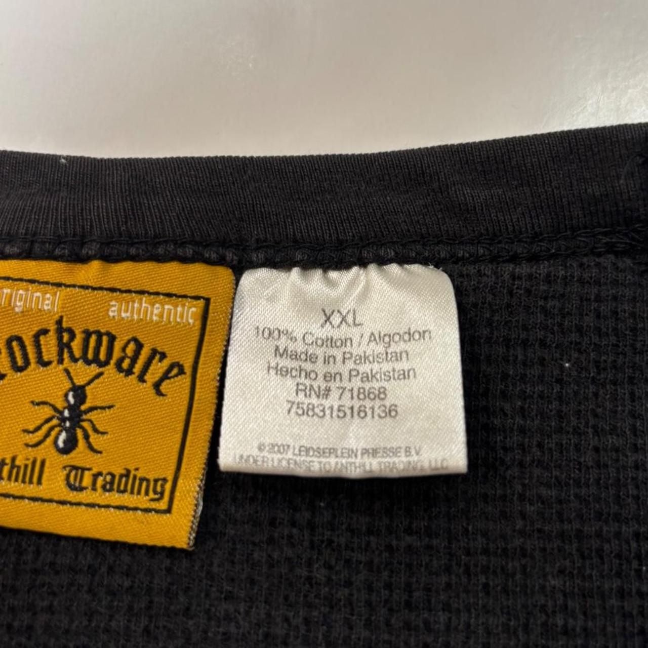 Rockware AC/DC Back In Black Long Sleeve Waffle Shirt Size XXL 4