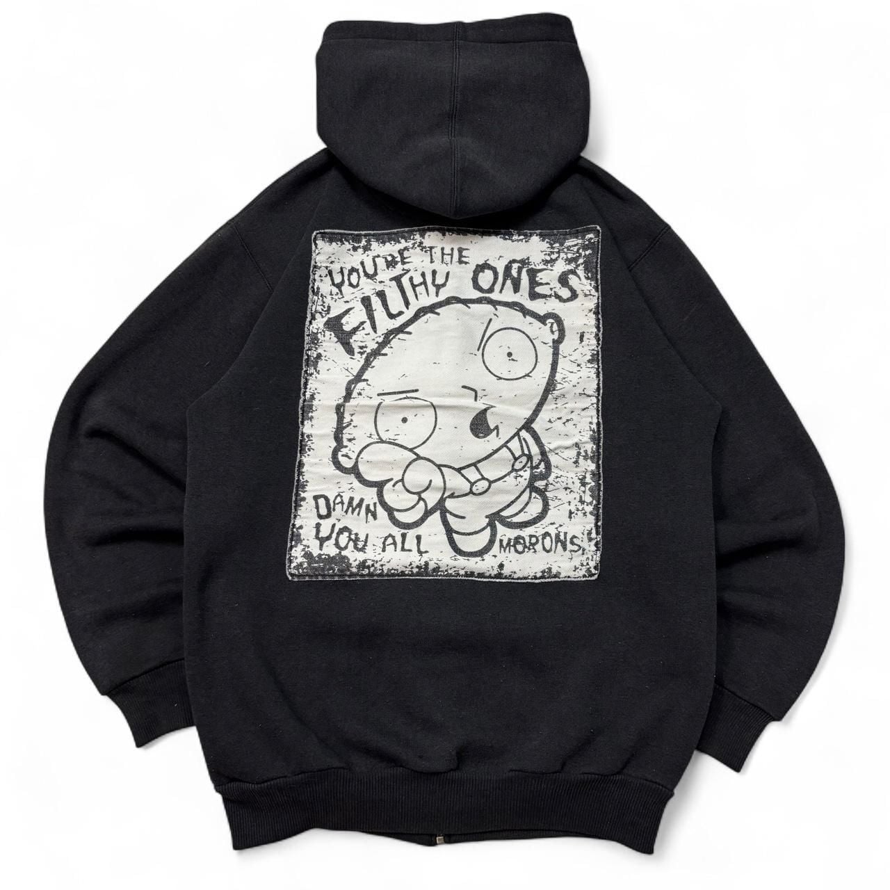 Family Guy Stewie Zip Up Hoodie Size S Black 2004 Vintage 2