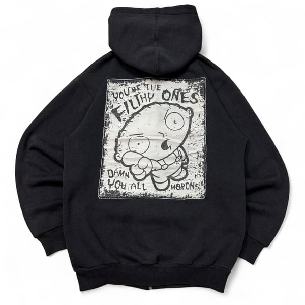 Family Guy Stewie Zip Up Hoodie Size S Black 2004 Vintage