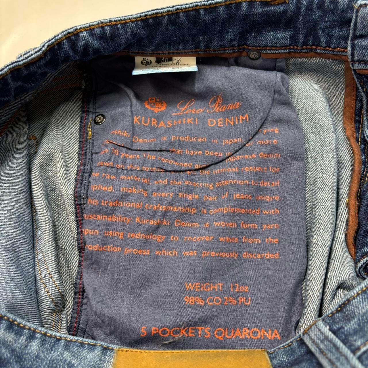 Loro Piana Kurashiki Denim Jeans 36 Blue 5 Pocket Quarona 7