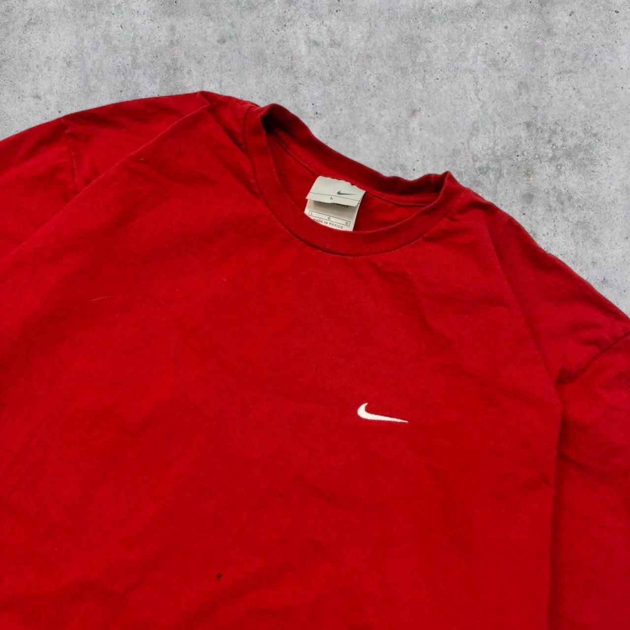 Nike Vintage Y2K Embroidered Swoosh T-Shirt Size L Red 4