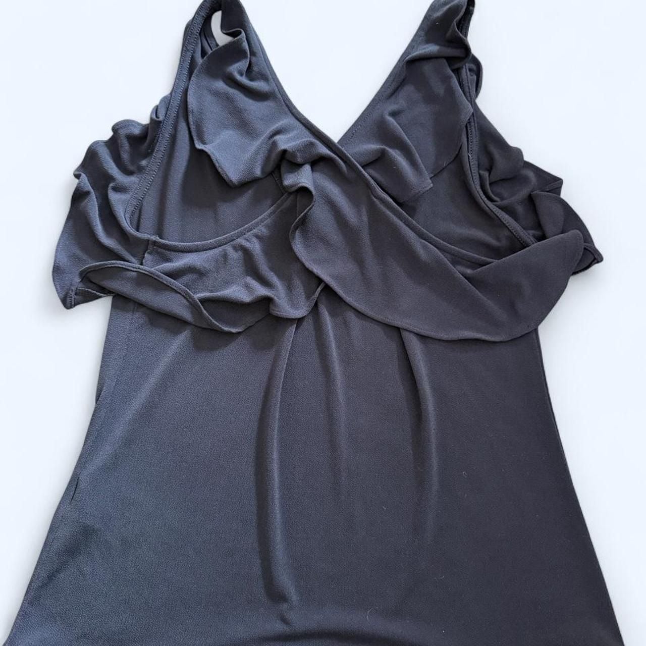 Banana Republic Ruffle Blouse Size S Navy Blue Cold Shoulder Top 3