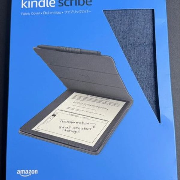 Amazon Kindle Scribe Fabric Folio Cover with Magnetic Attach, Sleek Protective Case - Denim