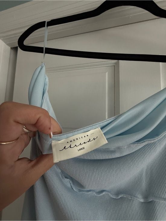American Threads Pale Blue Midi Slip Dress with Cowl Neck 3