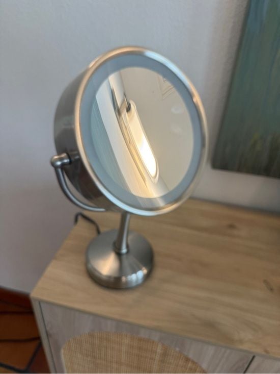 Silver LED Lighted Vanity Mirror - desktop Adjustable dual sided Makeup Mirror 1