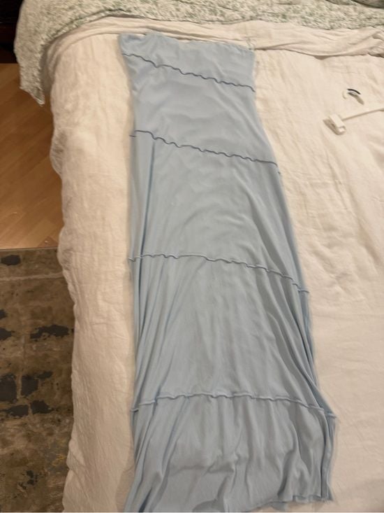 American Threads Pale Blue Midi Slip Dress with Cowl Neck 5