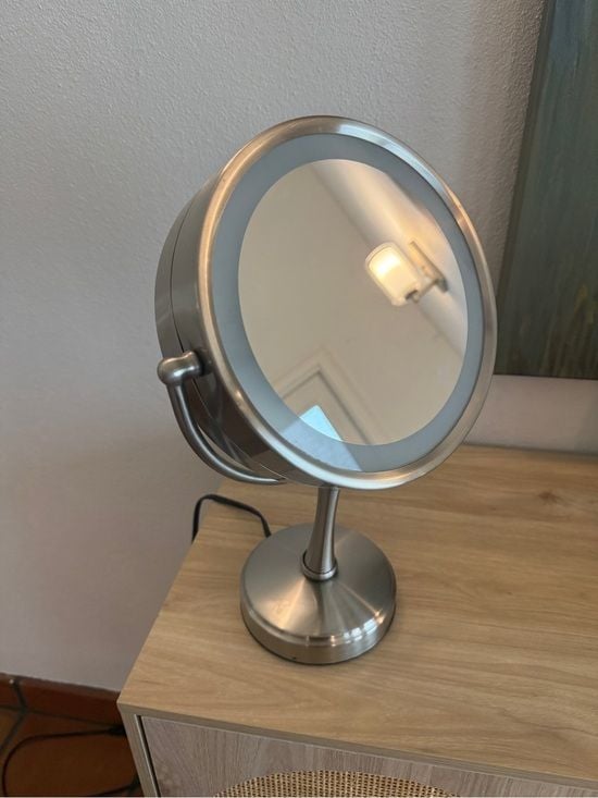 Silver LED Lighted Vanity Mirror - desktop Adjustable dual sided Makeup Mirror 5