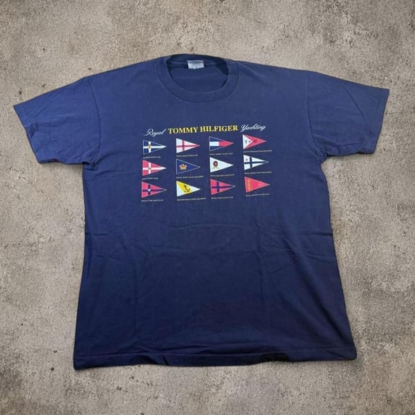 Tommy Hilfiger Royal Yachting T-Shirt Size L Vintage USA Sailing Tee
