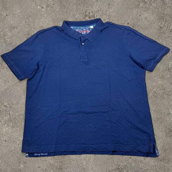 Robert Graham Polo Shirt Size 2XL Navy Blue Textured Weave Classic Fit