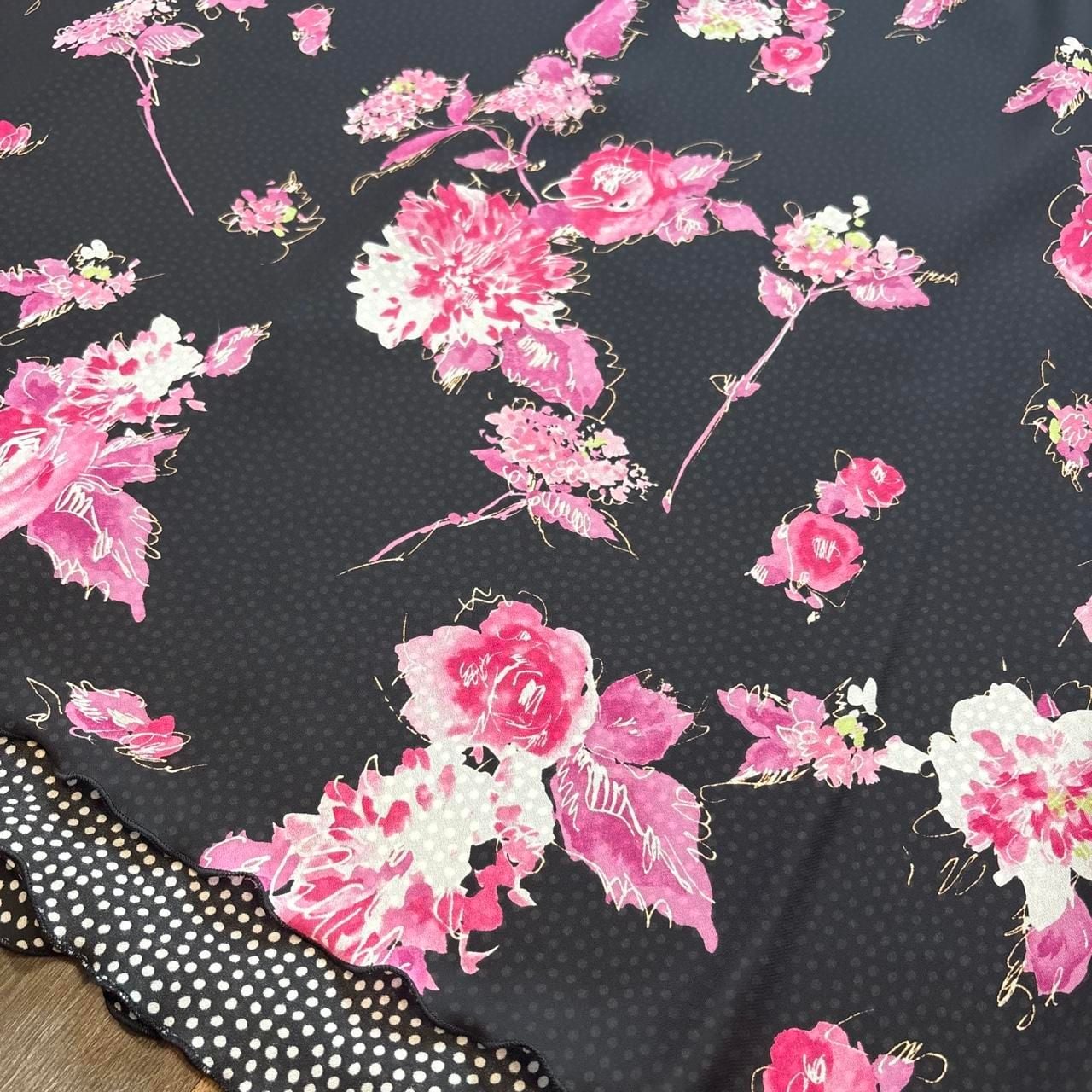 Appleseed's Floral Maxi Skirt Size Large Black Pink Whimsy Fairycore 3