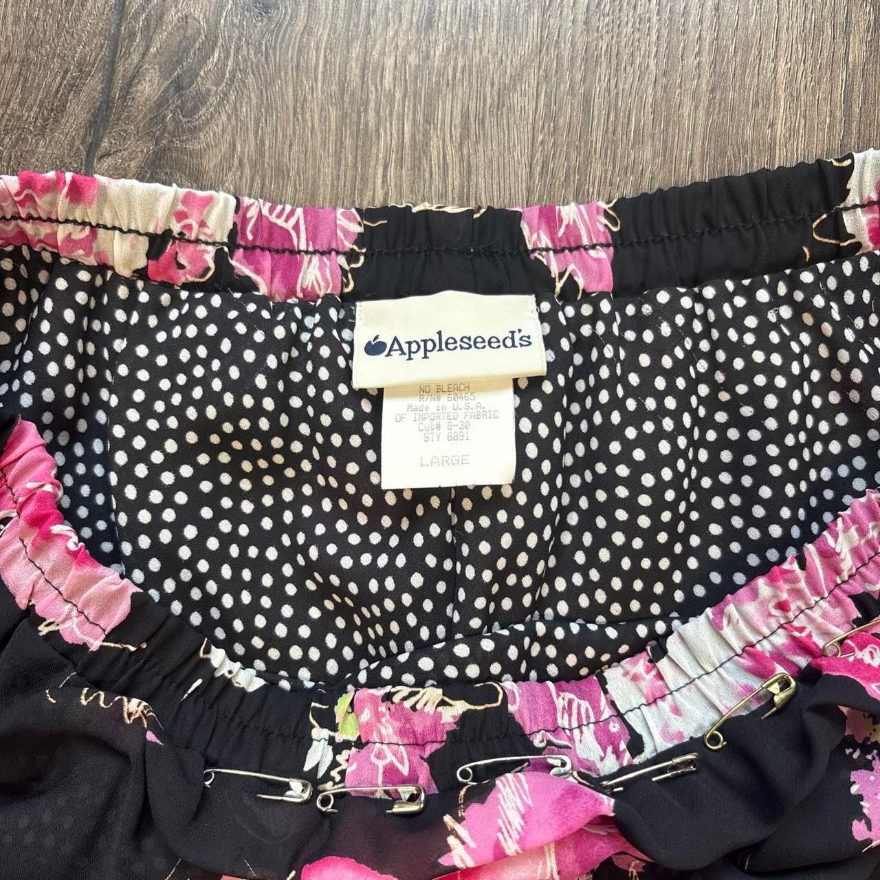 Appleseed's Floral Maxi Skirt Size Large Black Pink Whimsy Fairycore 5