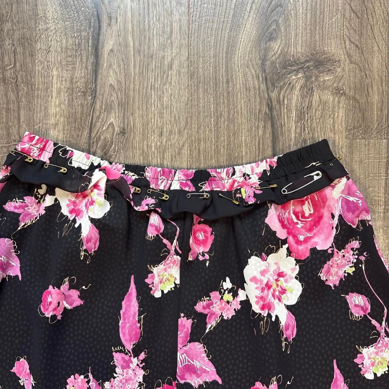 Appleseed's Floral Maxi Skirt Size Large Black Pink Whimsy Fairycore 7