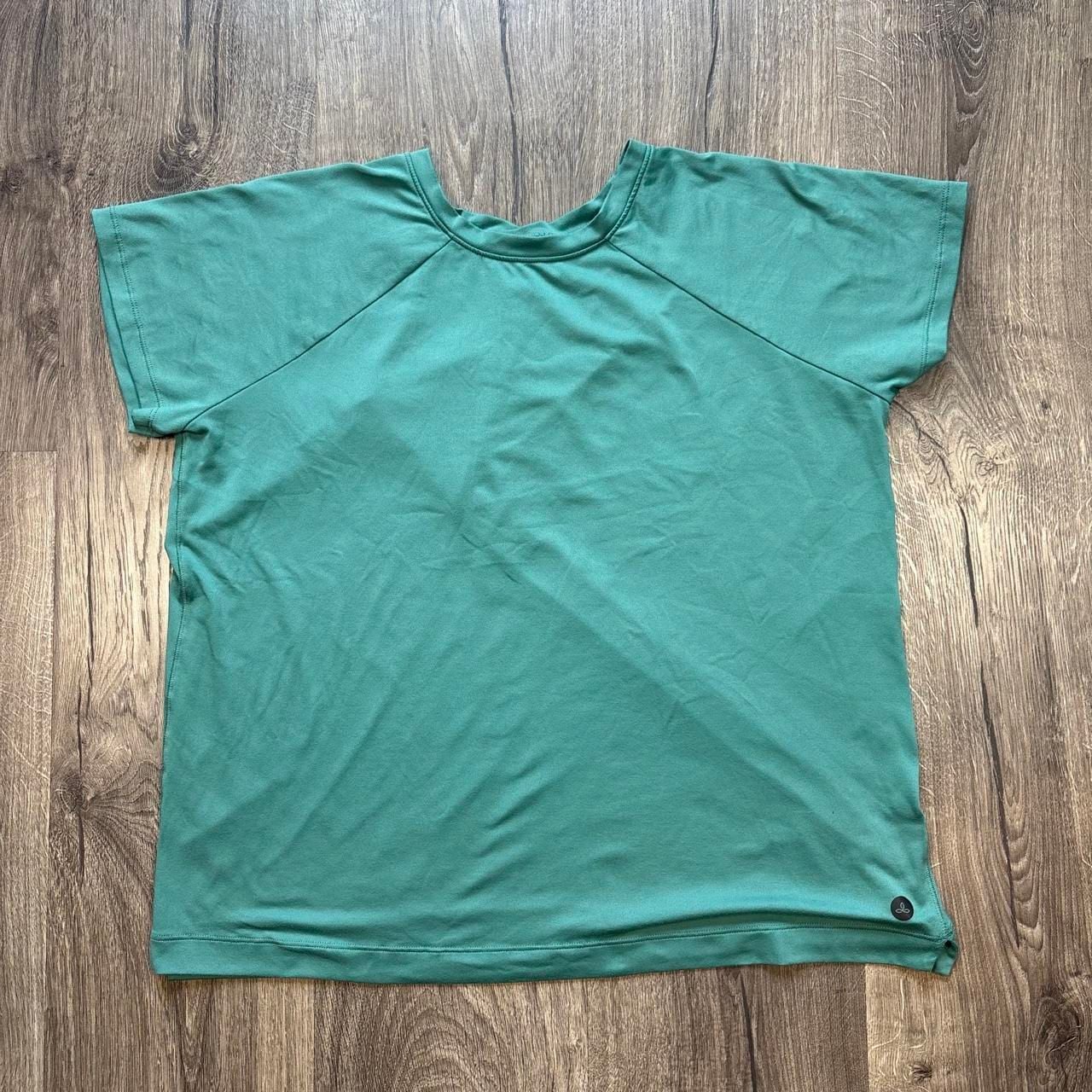 Prana Short Sleeve Workout Shirt Size L Teal Yoga Gym 2