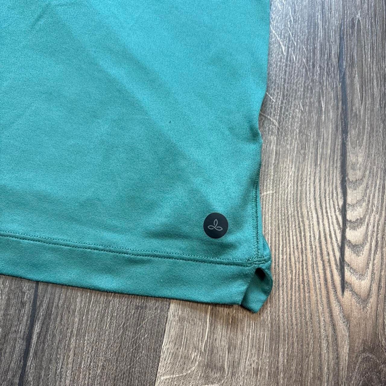 Prana Short Sleeve Workout Shirt Size L Teal Yoga Gym 3