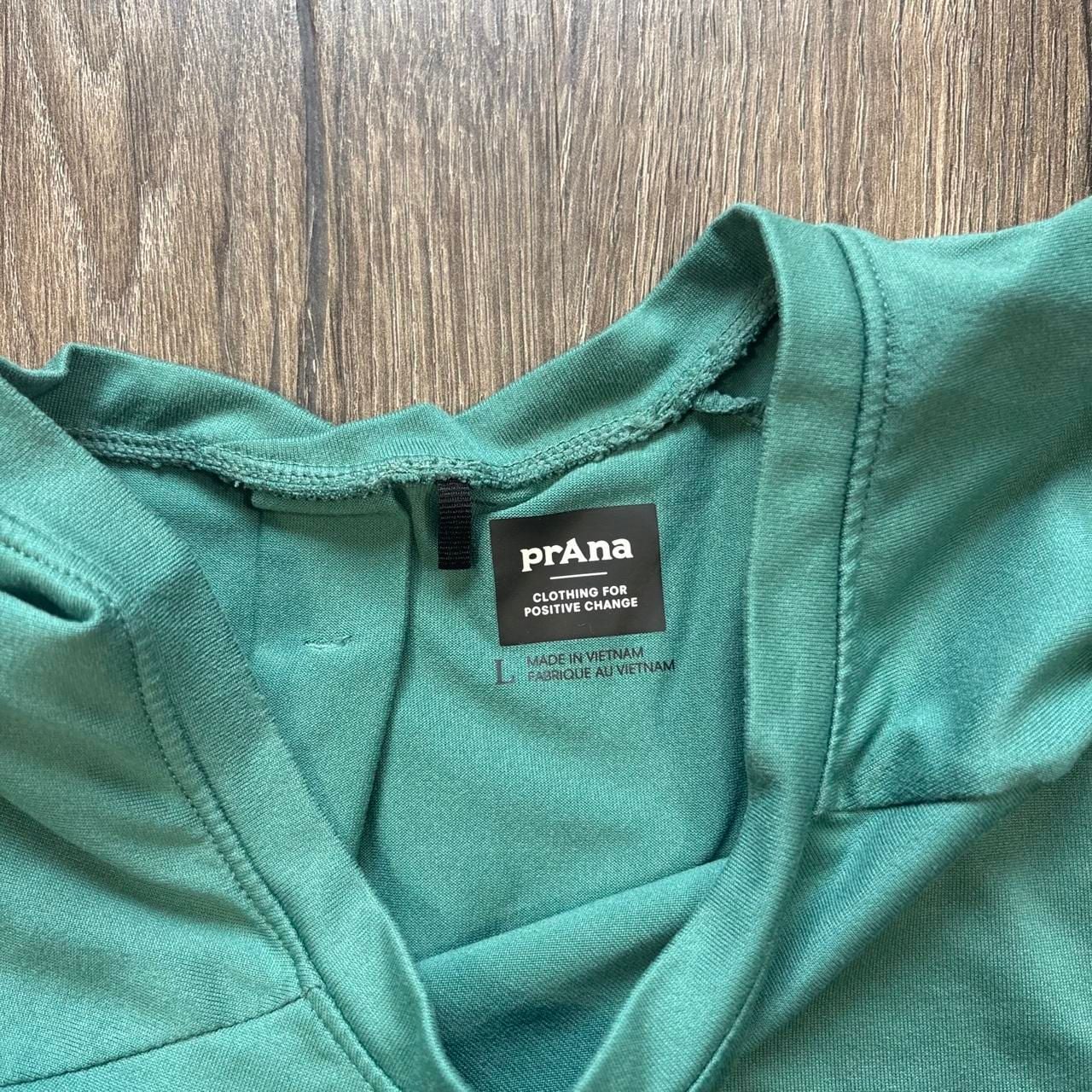 Prana Short Sleeve Workout Shirt Size L Teal Yoga Gym 4