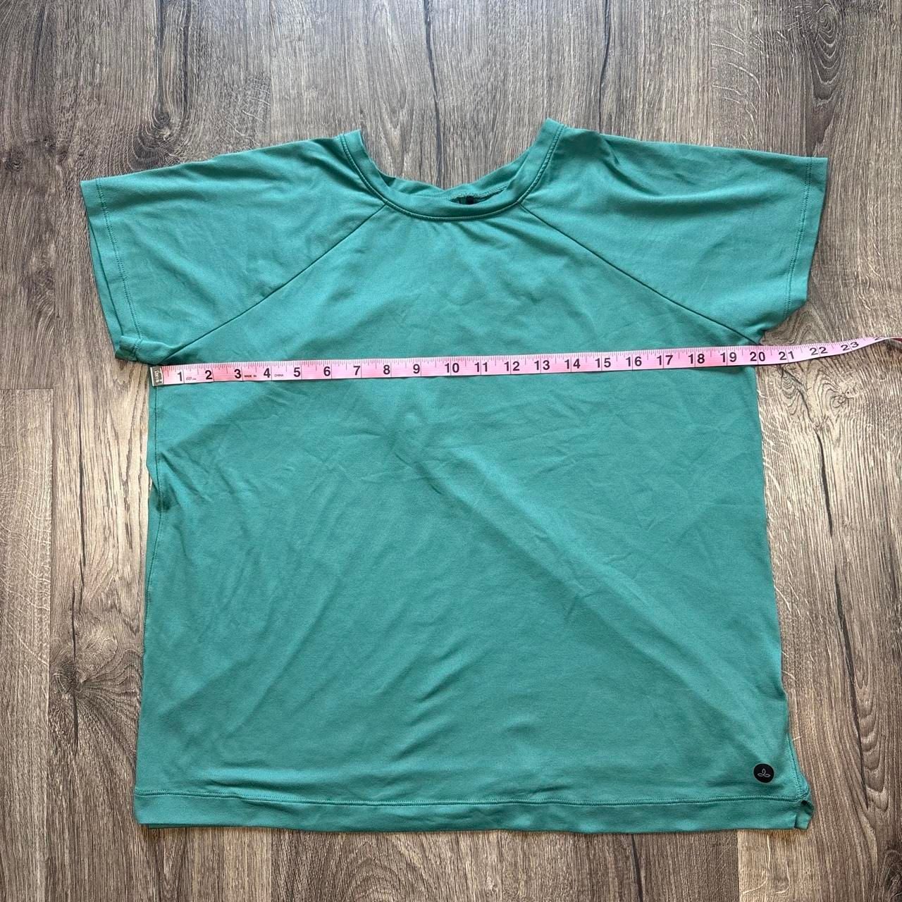 Prana Short Sleeve Workout Shirt Size L Teal Yoga Gym 6