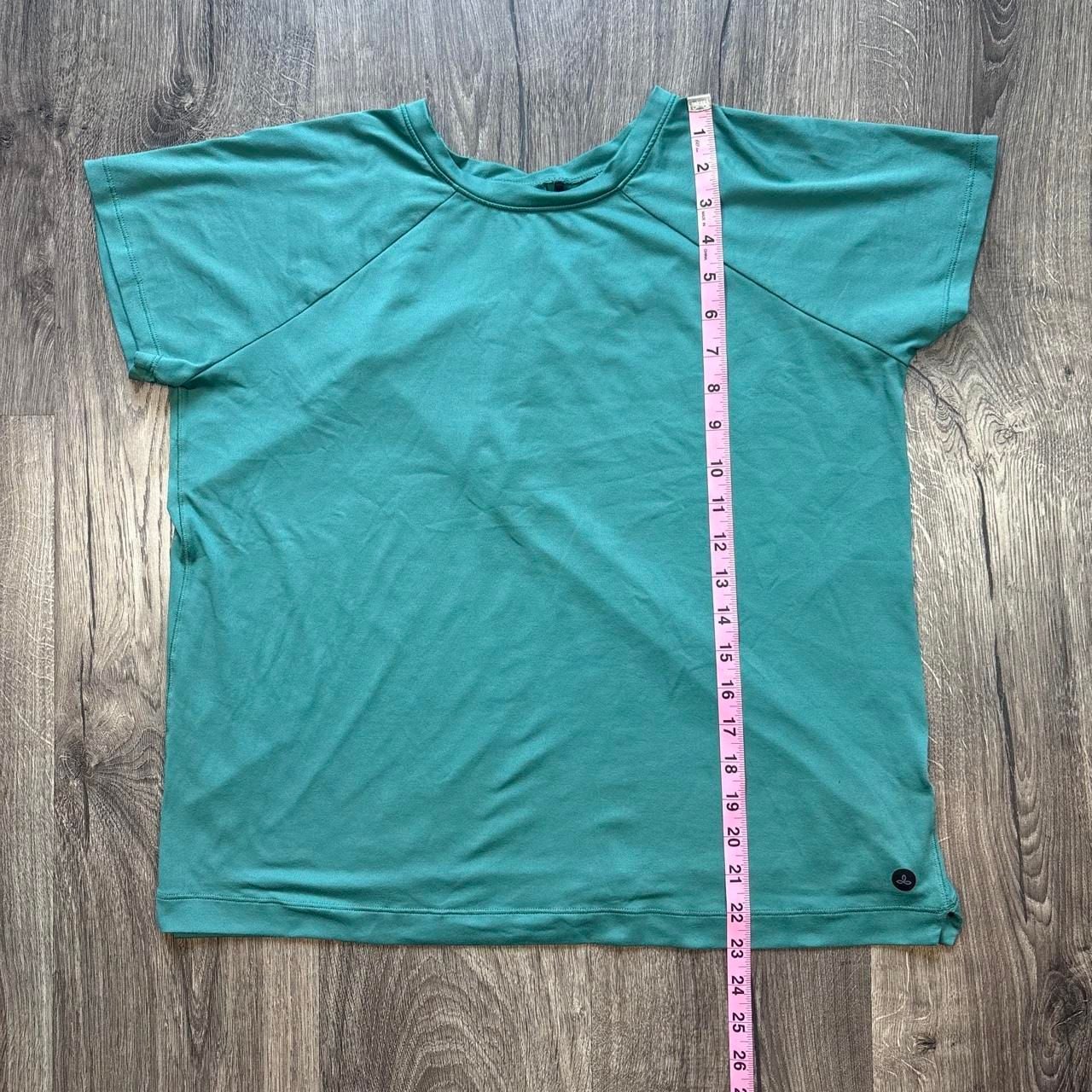Prana Short Sleeve Workout Shirt Size L Teal Yoga Gym 7