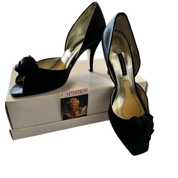 NWT Caparros Black Satin D'Orsay Formal Heels Size 9