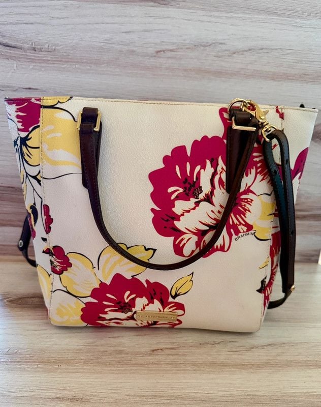 RARE Brahmin Large Duxbury Satchel - Dahlia Bouquet Limited Edition Floral 2