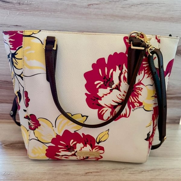 RARE Brahmin Large Duxbury Satchel - Dahlia Bouquet Limited Edition Floral