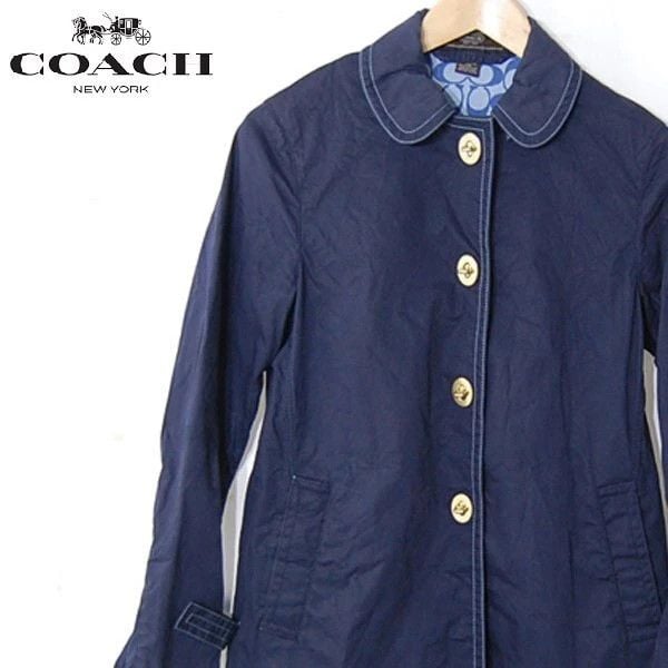 Coach Navy Color Turnlock Trenchcoat