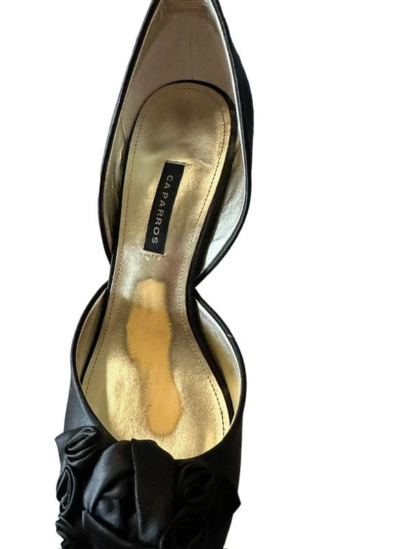 NWT Caparros Black Satin D'Orsay Formal Heels Size 9 5