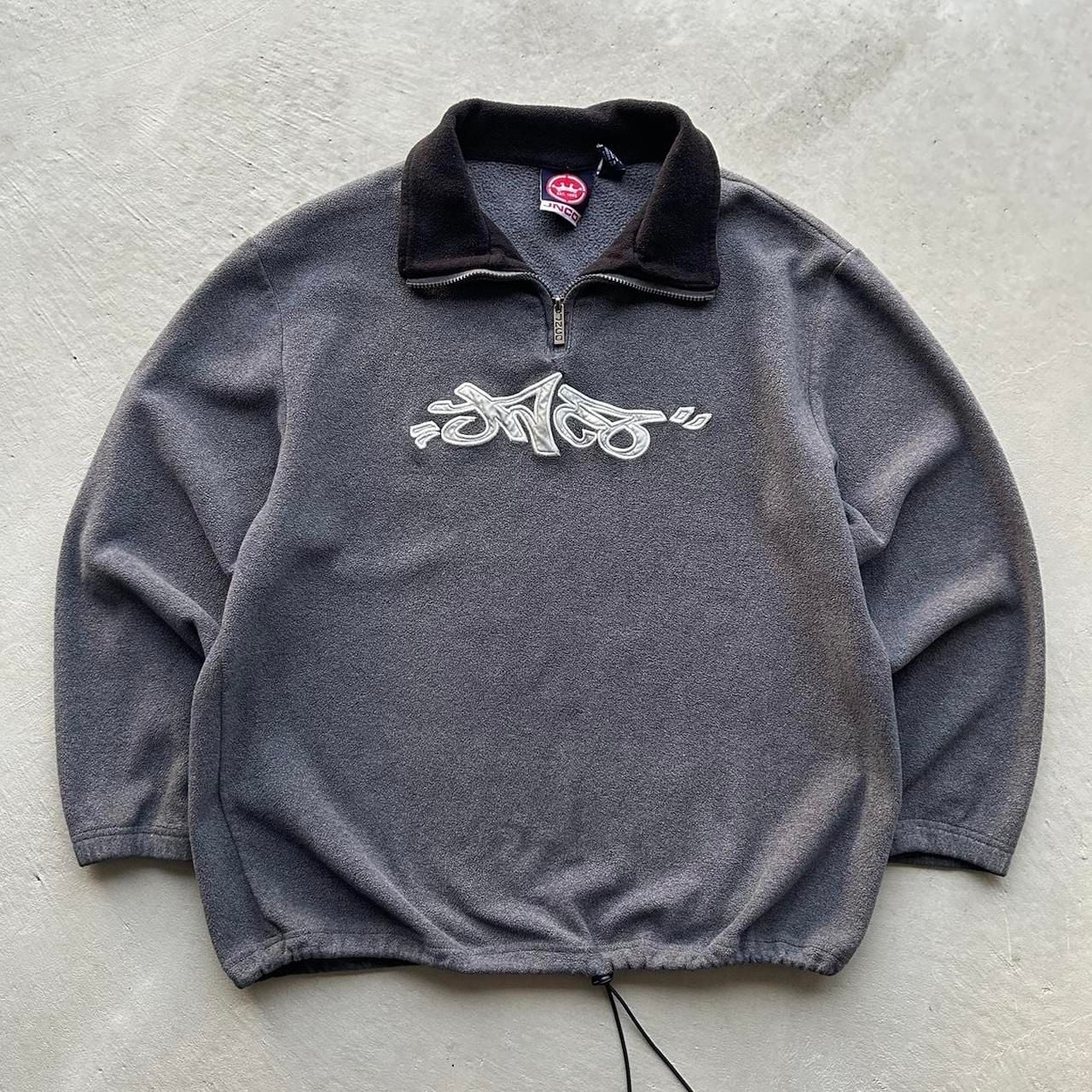 JNCO Fleece Quarter Zip Size L Grey Pullover Sweatshirt 2