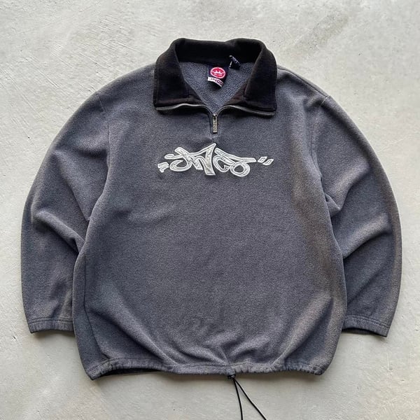 JNCO Fleece Quarter Zip Size L Grey Pullover Sweatshirt